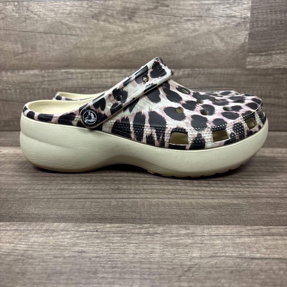 Crocs Platform Clogs Tan Black Womens US Size 10 207844 Sandals